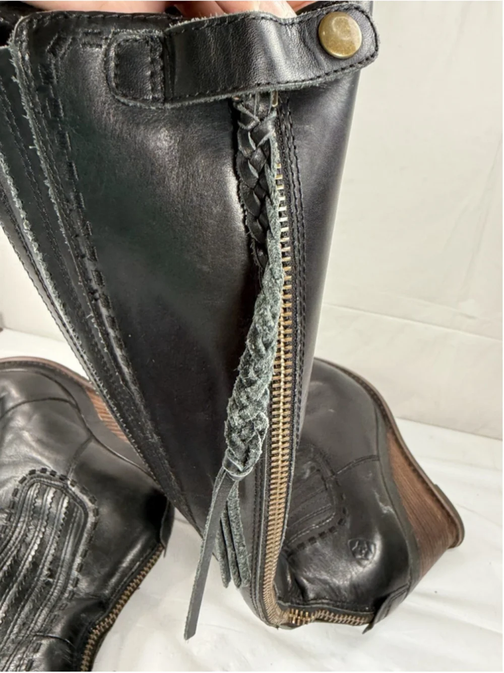 Ariat Ryman knee-high wedge boots SIZE 6.5 B Black Leather